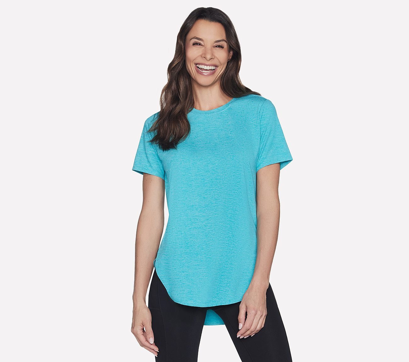 GODRI SWIFT TUNIC T-SHIRT, WHITE/AQUA Apparel Lateral View