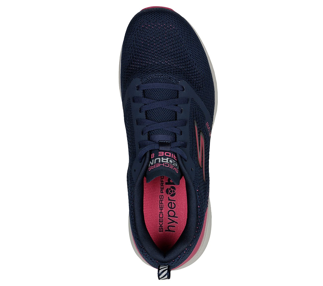 GO RUN RIDE 8, NAVY/PINK Footwear Top View