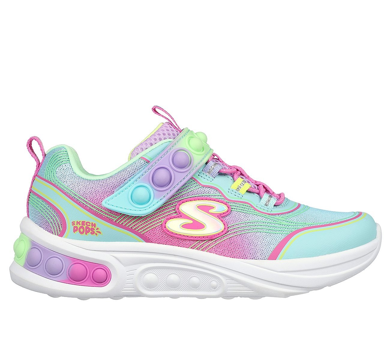 SKECH POPS BLAST, AQUA/MULTI Footwear Lateral View