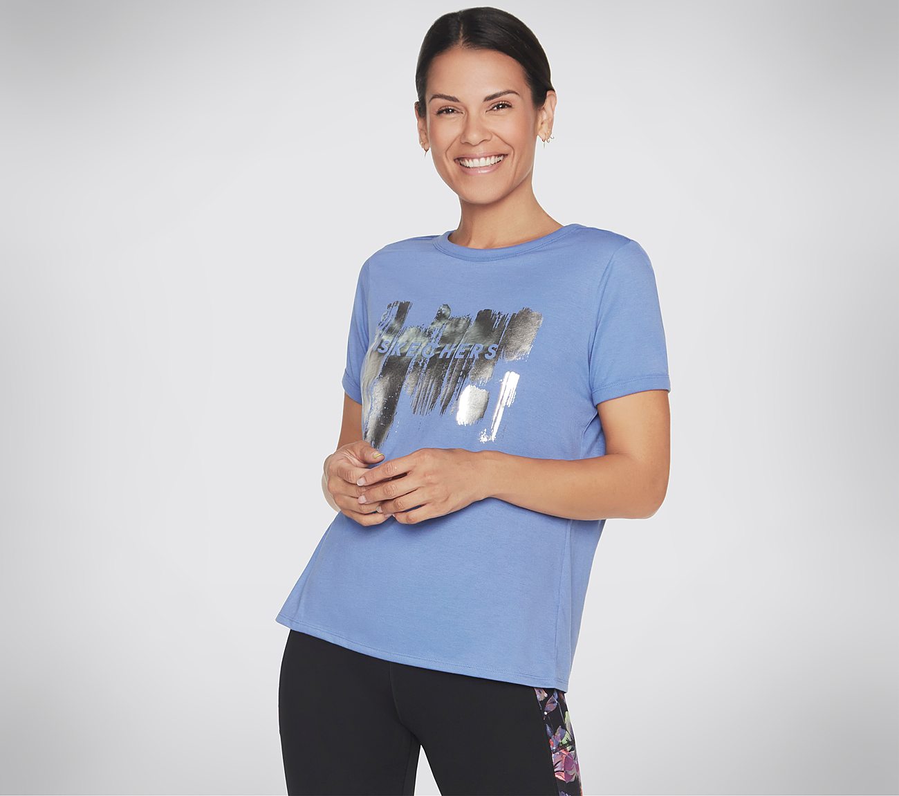 SKECHERS SHINE TEE, PERIWINKLE Apparel Lateral View