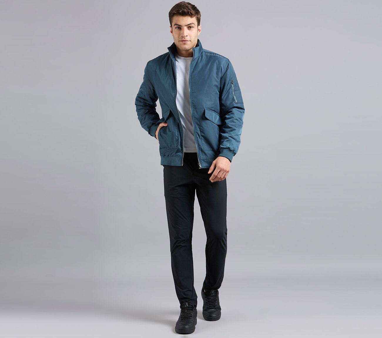 DOUBLE POCKET JACKET, TAUPE/BLUE Apparels Right View