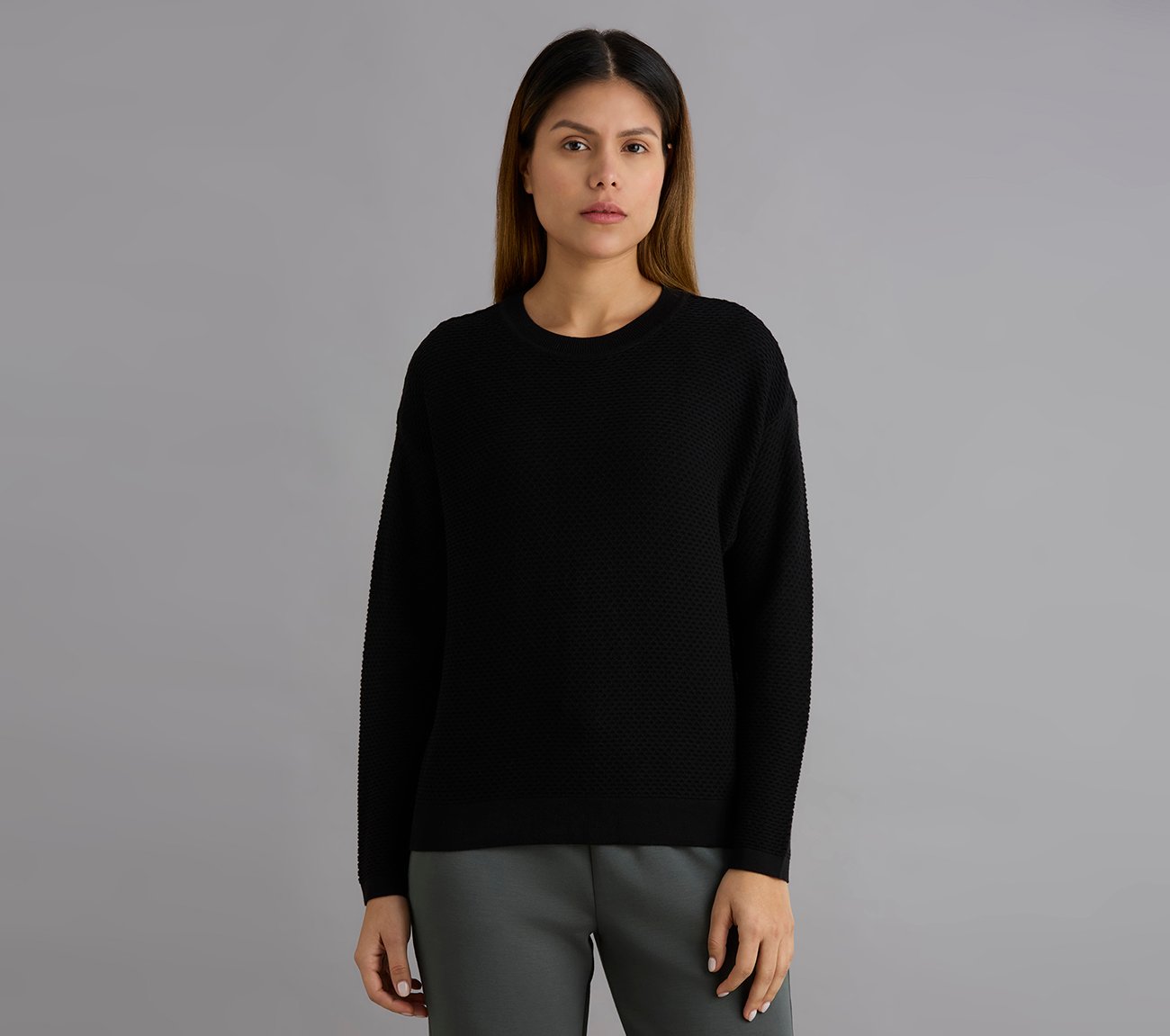FLATKNIT FULL SLEEVE TEE, BLACK