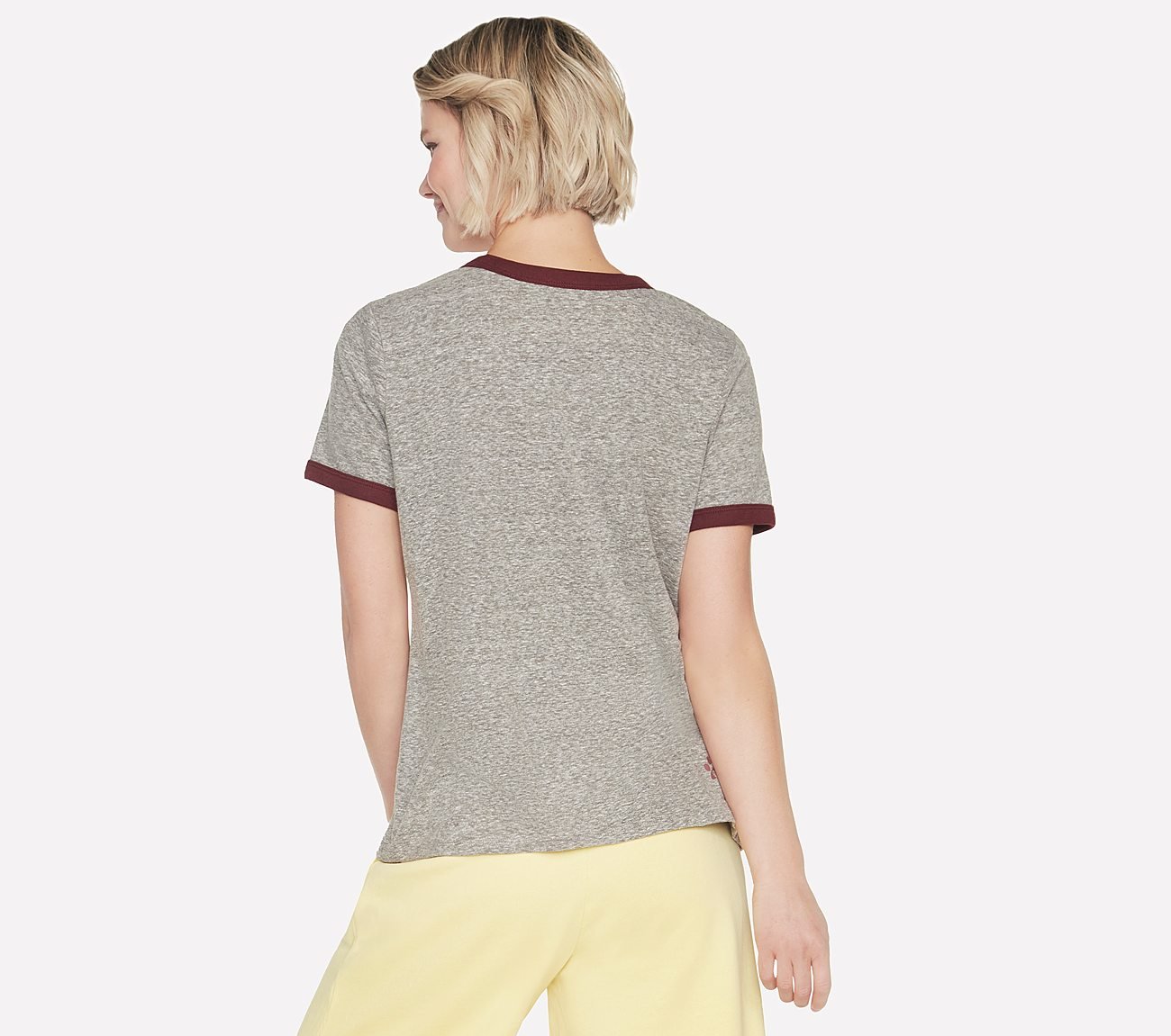 BOBS HEART STRIPES RINGER T-SHIRT, GREY Apparels Top View
