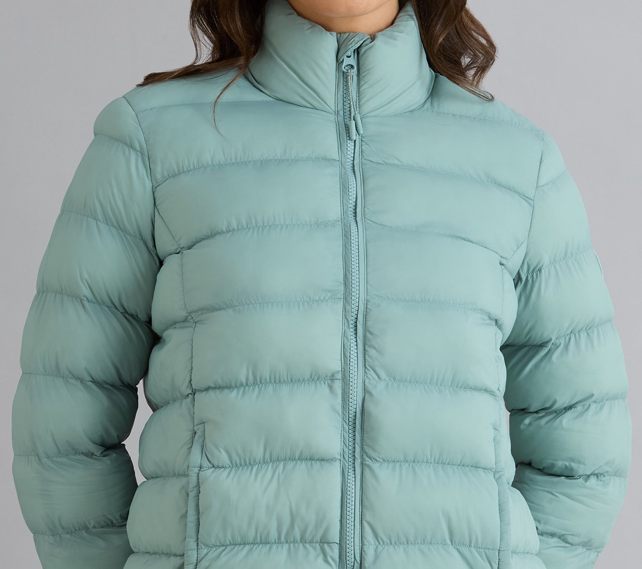 PUFFER FZ JACKET, OFF WHITE/NAVY Apparels Right View