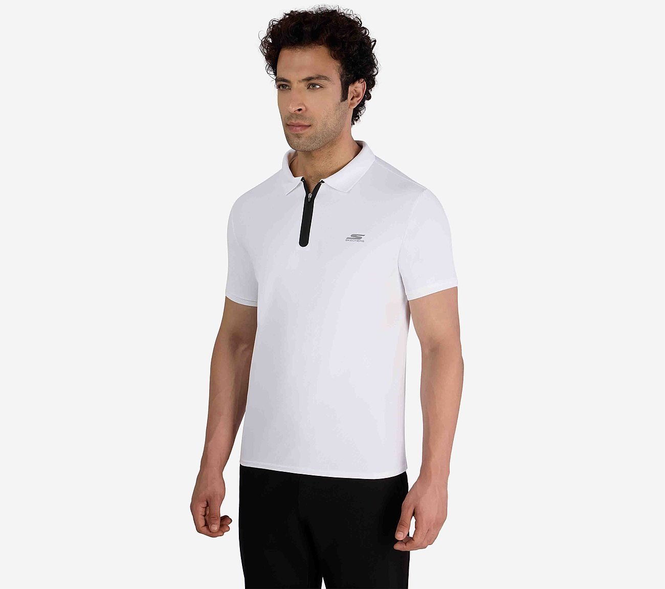 SS 1/4 ZIP POLO, WWWHITE Apparel Top View