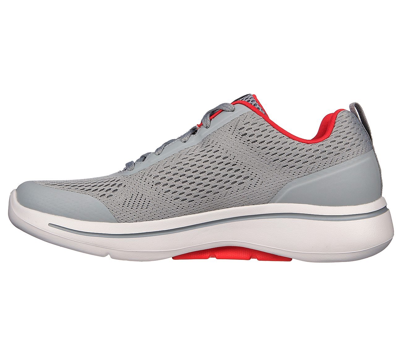 GO WALK ARCH FIT-IDYLLIC, LIGHT GREY/RED Footwear Left View