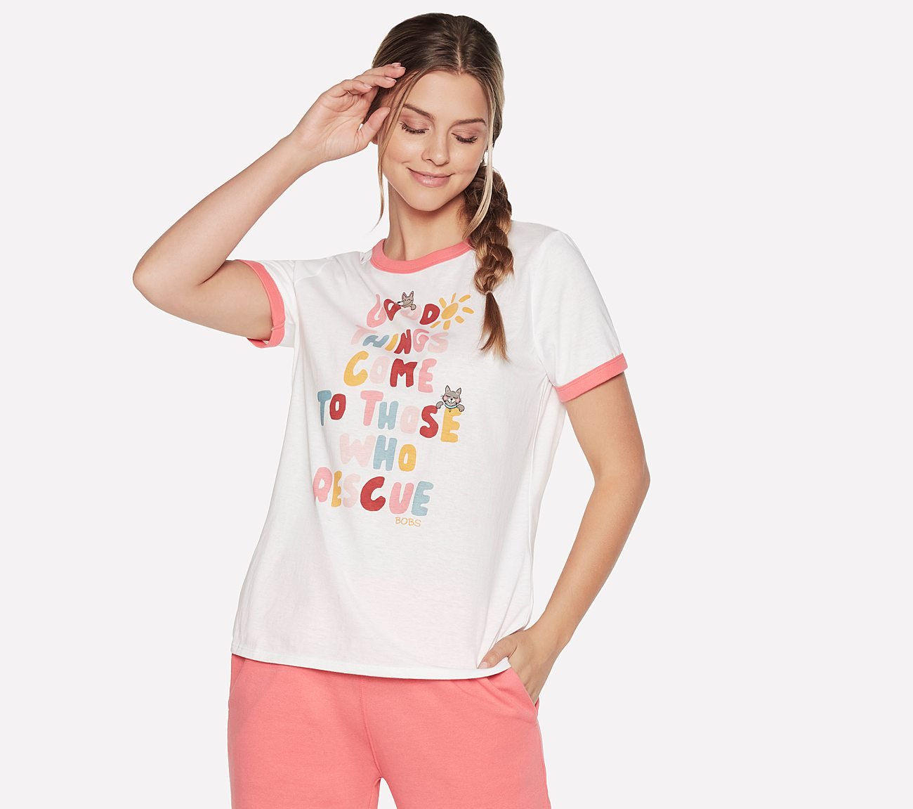 BOBS GOOD THINGS RINGER T-SHIRT, WWWHITE Apparels Lateral View