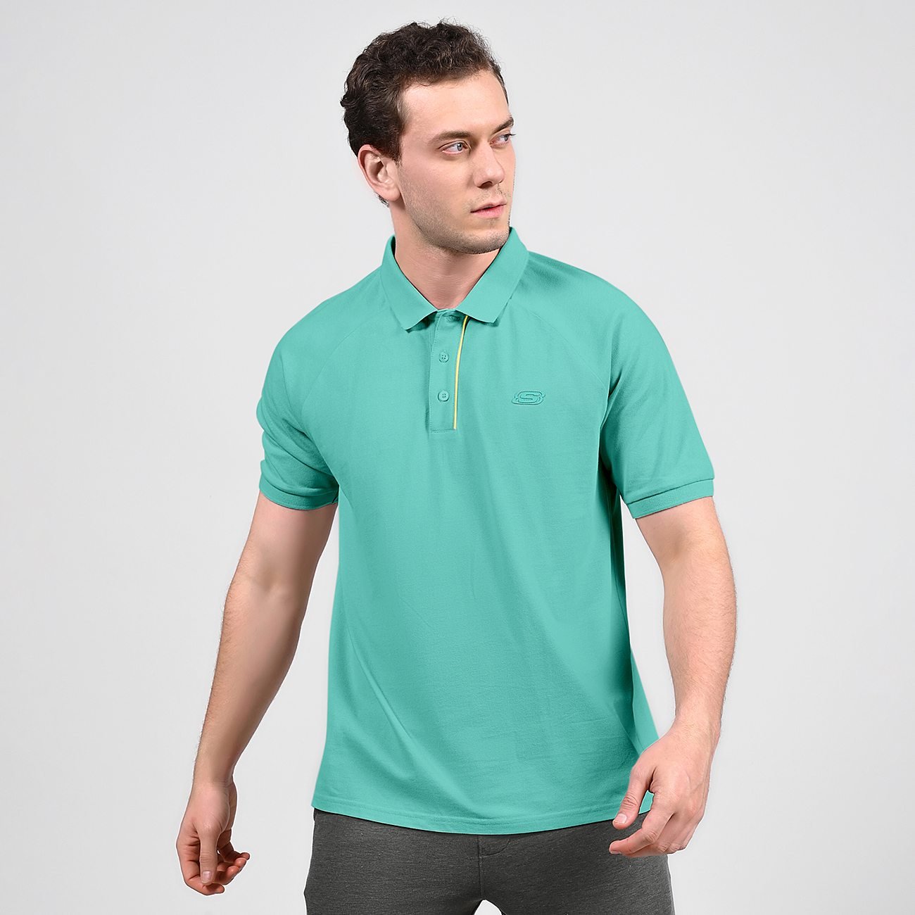 OASIS TIPPING POLO, AQUA/LIME Apparels Lateral View
