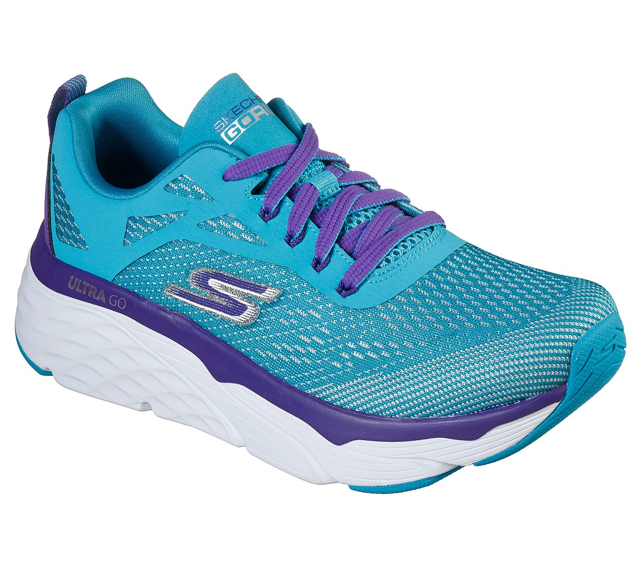 MAX CUSHIONING ELITE- SPARK, TURQUOISE/PURPLE Footwear Lateral View