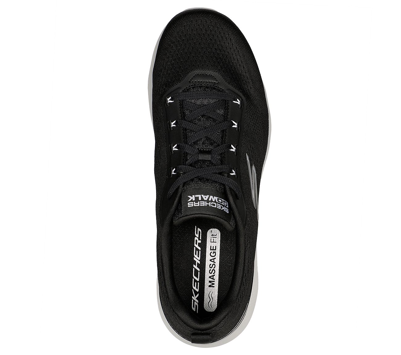 GO WALK MASSAGE FIT, BLACK/WHITE Footwear Top View