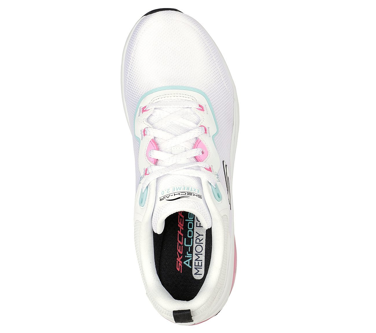 SKECH-AIR EXTREME 2.0-HIGH MO, WHITE BLACK PINK Footwear Top View