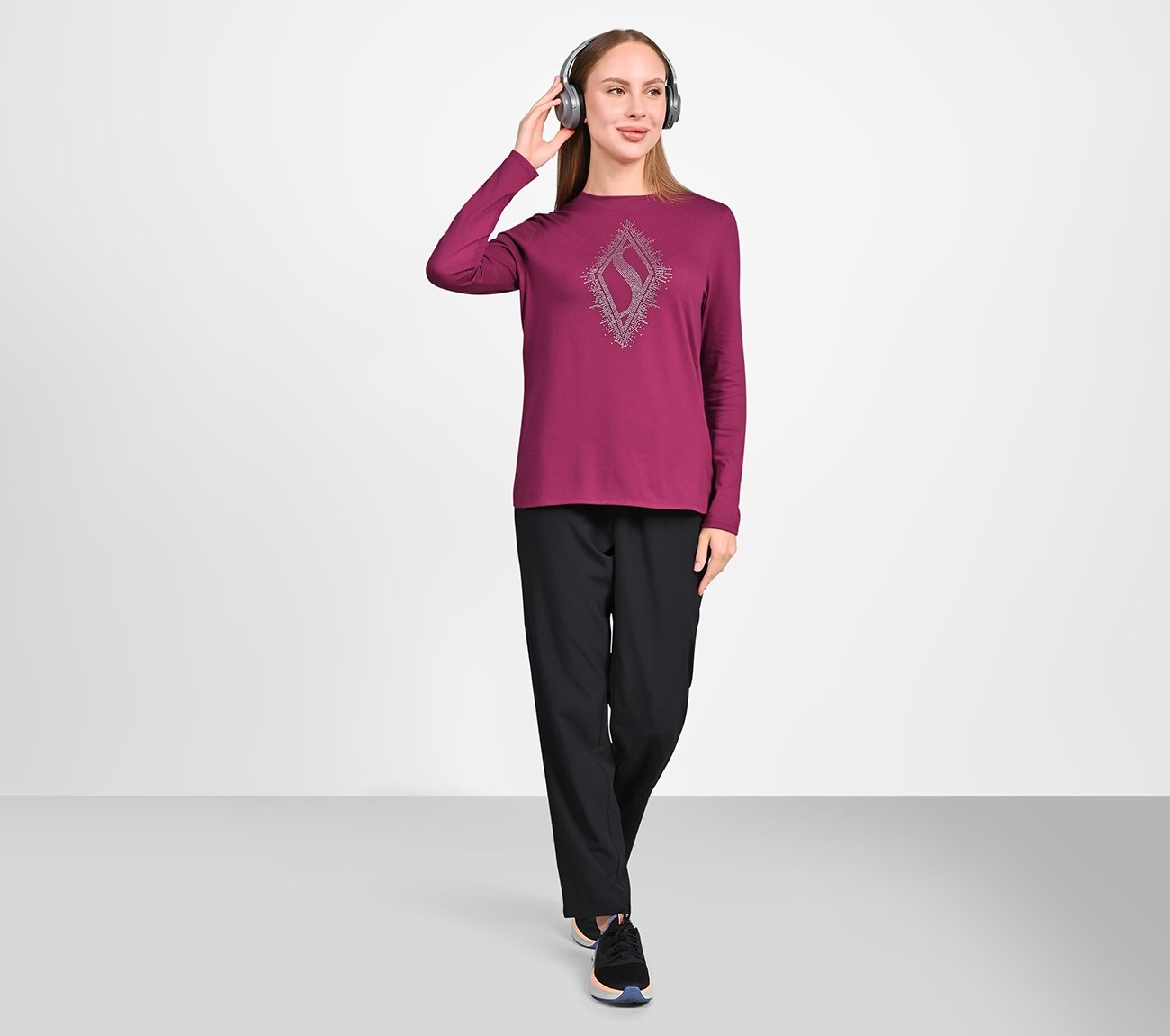 RHINESTONE BURST LS TEE, PINK/RED Apparel Right View