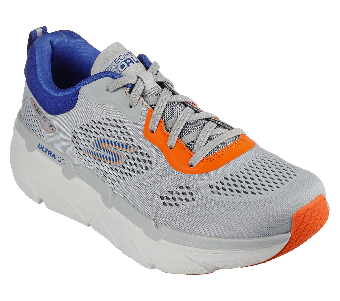 MAX CUSHIONING PREMIER -PERSP, GREY/BLUE Footwear Lateral View