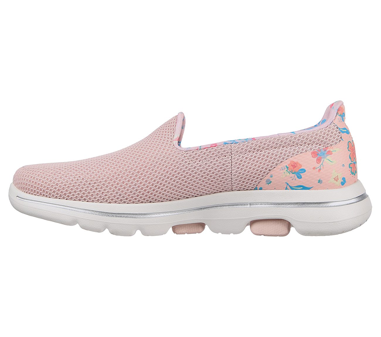 GO WALK 5 - FLOWERY, LIGHT PINK/MULTI Footwear Left View