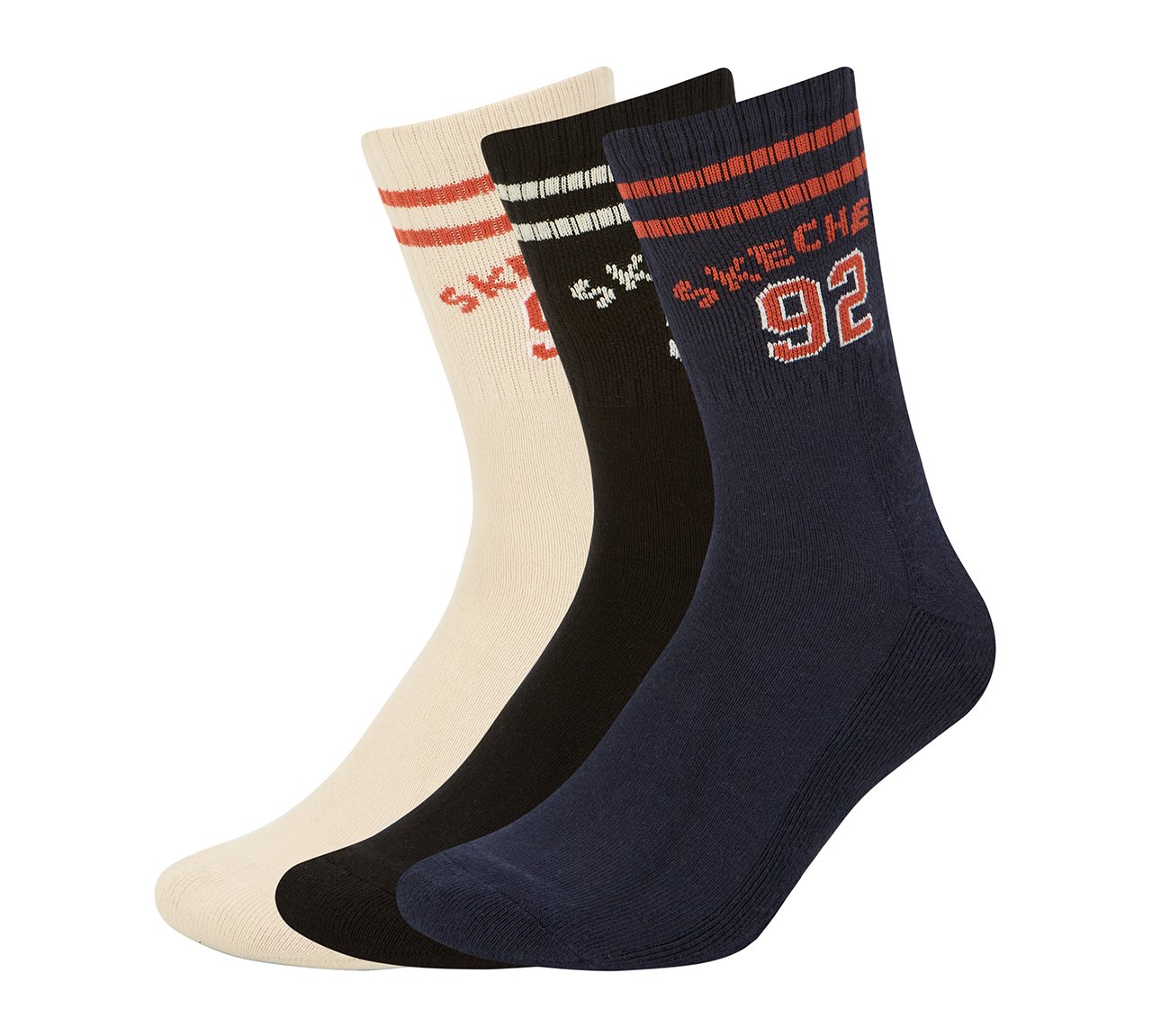 3PK MENS 92 HALF TERRY CREW, NATURAL/NAVY