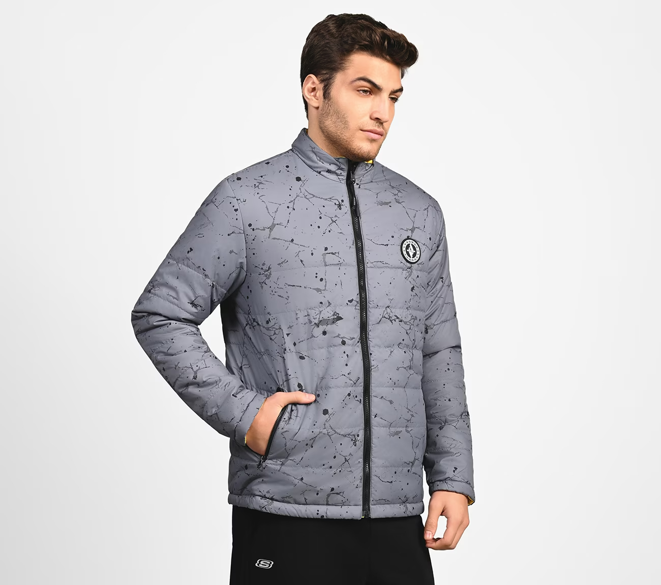 OASIS SPLATTER PUFFER, Grey Apparels Top View