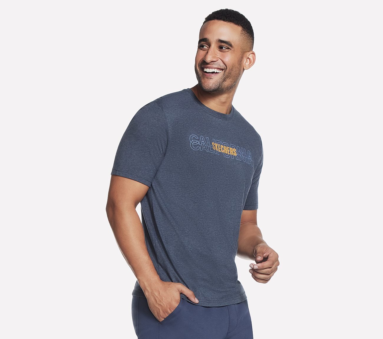 PAST TIME T-SHIRT, CHARCOAL/NAVY Apparels Bottom View