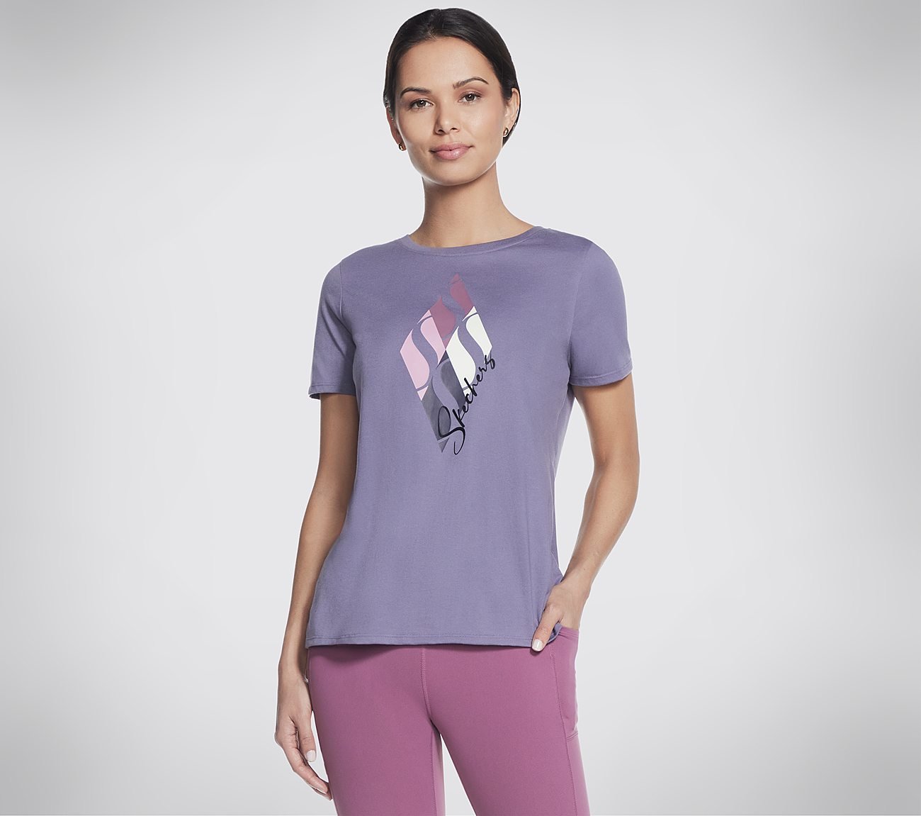DIAMONDS T-SHIRT, GREY/PURPLE Apparels Lateral View