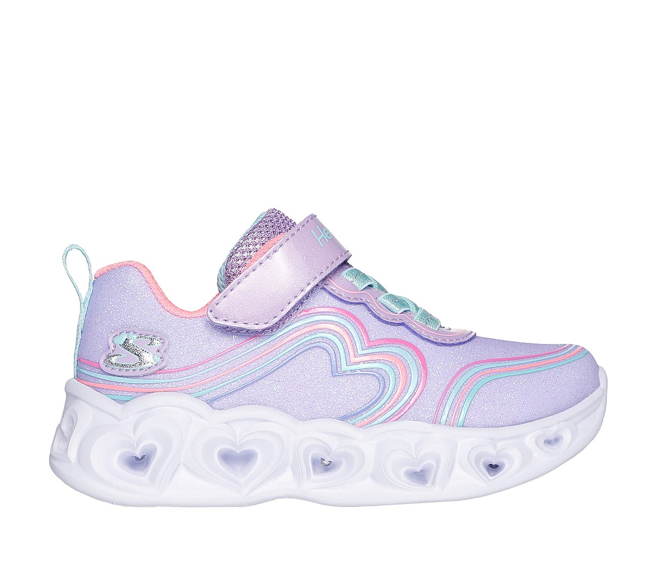 HEART LIGHTS - RETRO HEARTS, LAVENDER/MULTI Footwear Lateral View