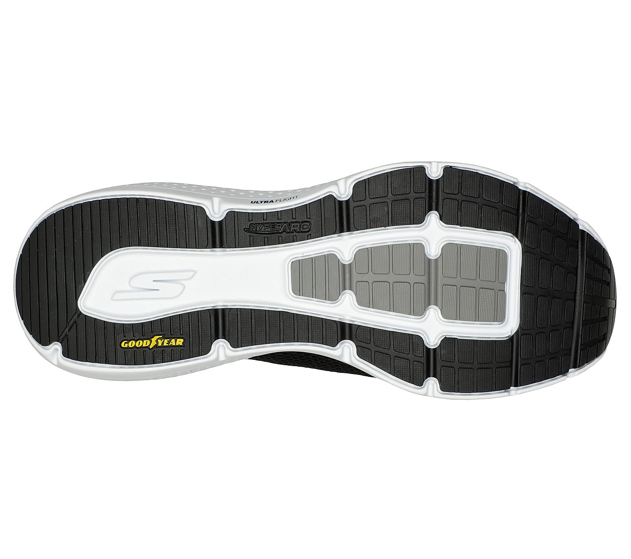 GO RUN SUPERSONIC - APEX, BLACK/WHITE Footwear Bottom View