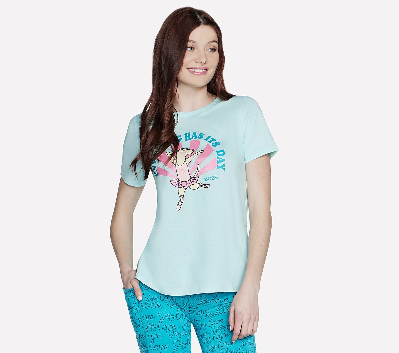 EVERY DOG CREWNECK T-SHIRT, AQUA Apparel Lateral View