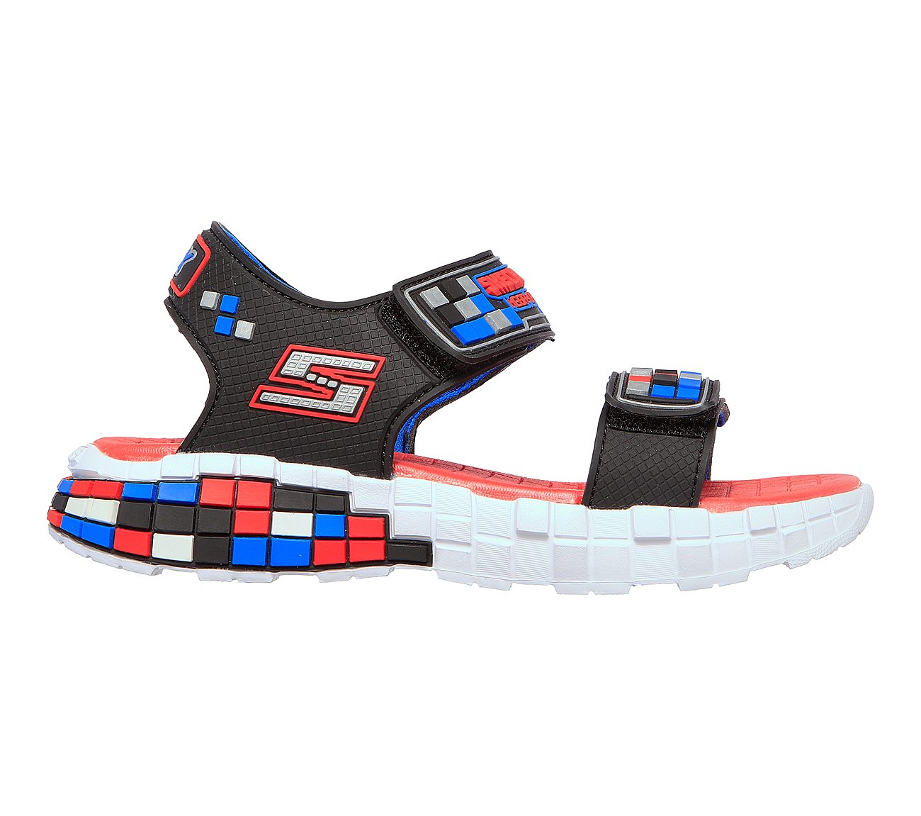 MEGA-CRAFT SANDAL, BLACK/SILVER/RED Footwear Right View