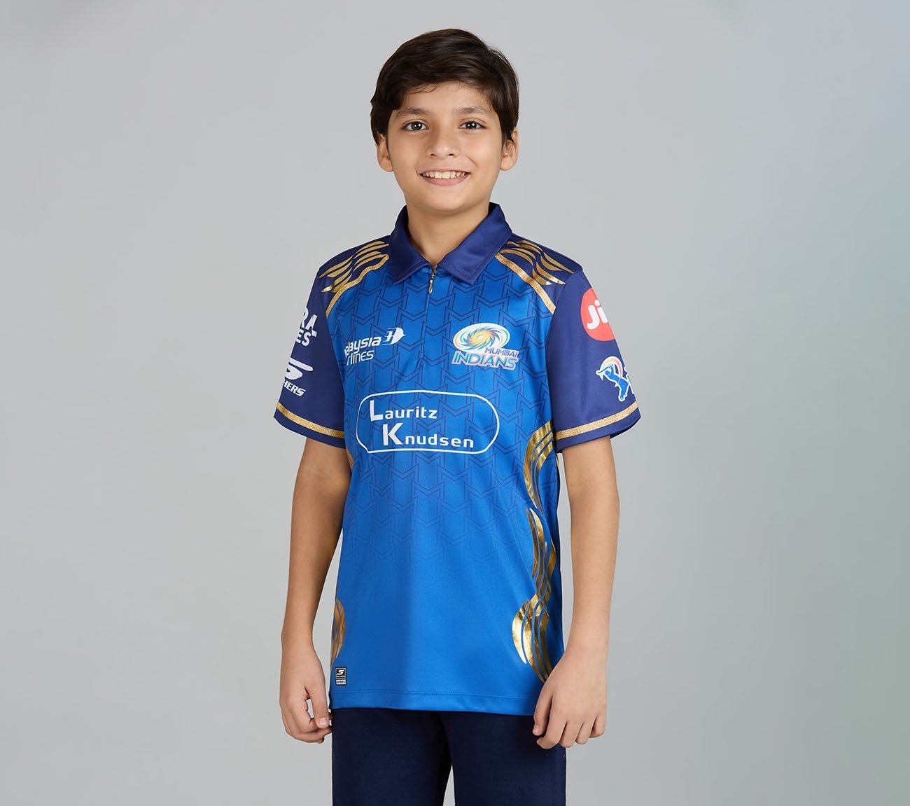 MUMBAI INDIANS IPL KID'S REPLICA JERSEY 2026, ROYAL/NAVY/LIME