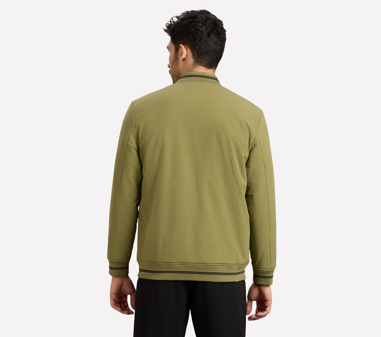 RIB TIPPING VARSITY JACKET, BROWN/SAGE Apparels Left View