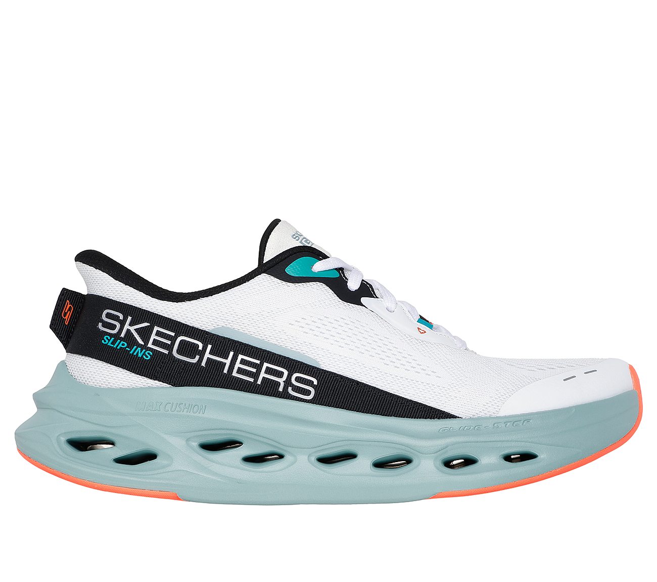 MAX CUSHIONING GLIDE-STEP - A, WHITE/MULTI Footwear Lateral View