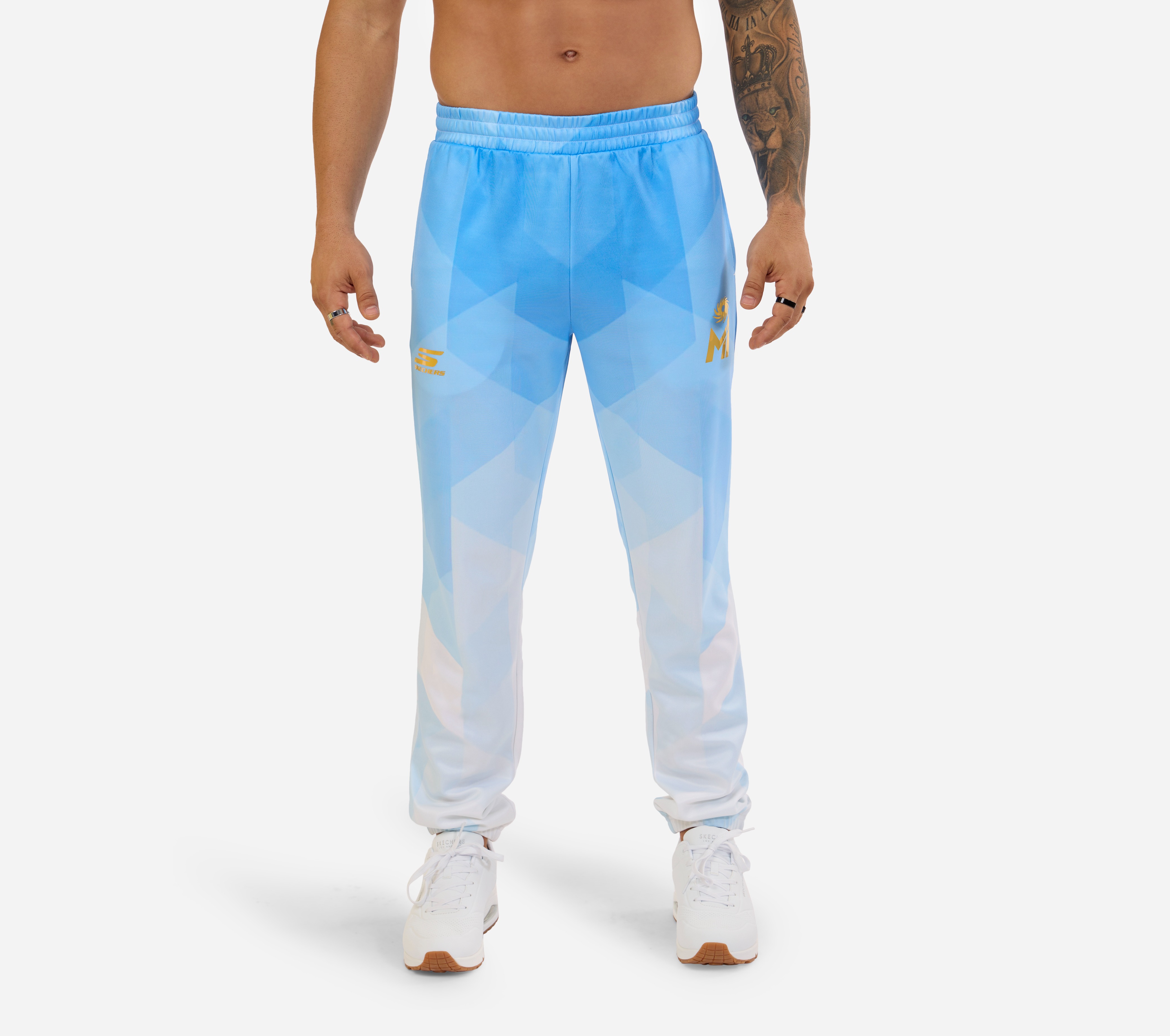 MI FAN PRINTED PANTS, WHT/NVY/BLUE Apparel Lateral View