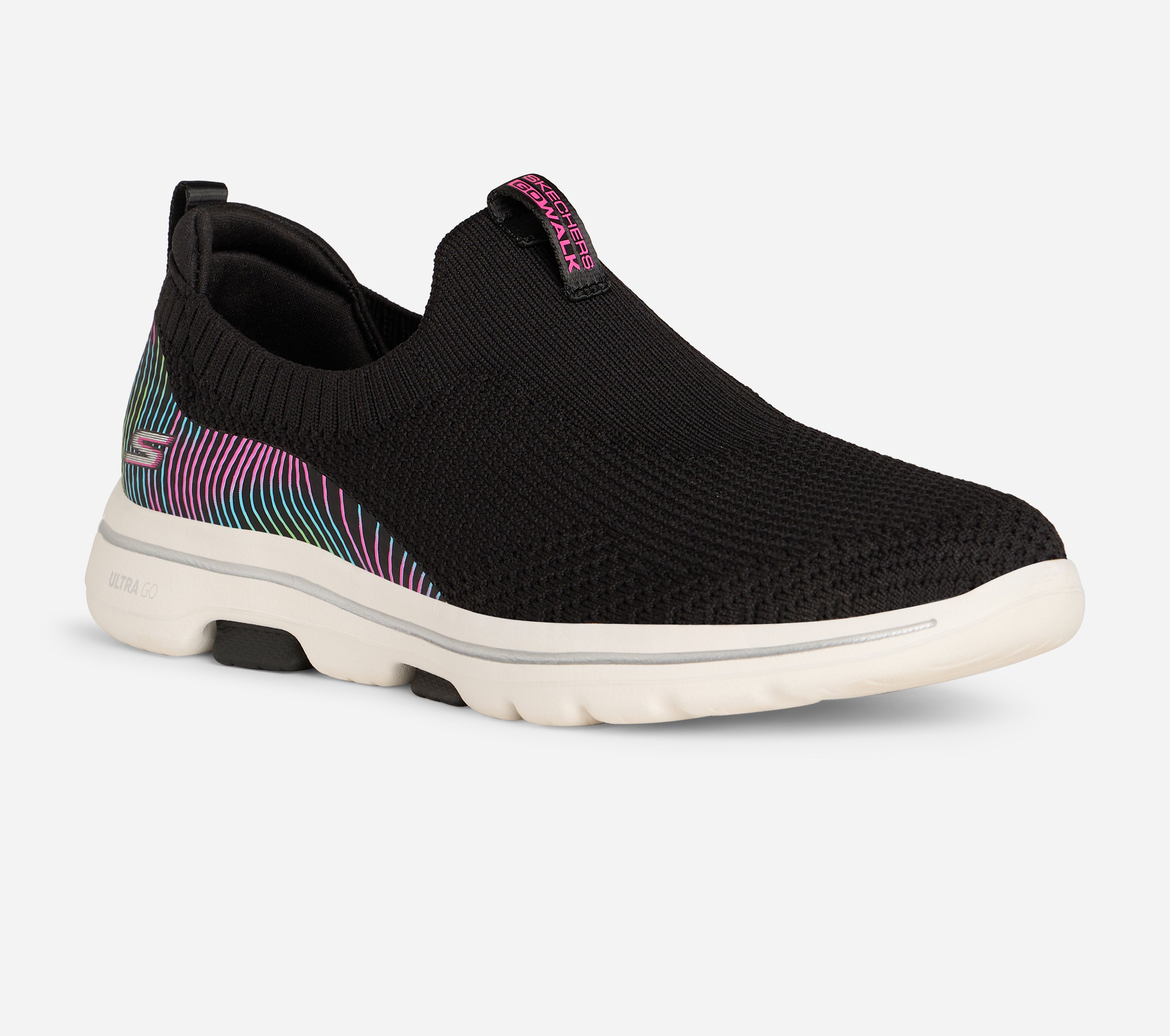 GO WALK 5 - WIND CIRCLE, BLACK/MULTI Footwear Right View