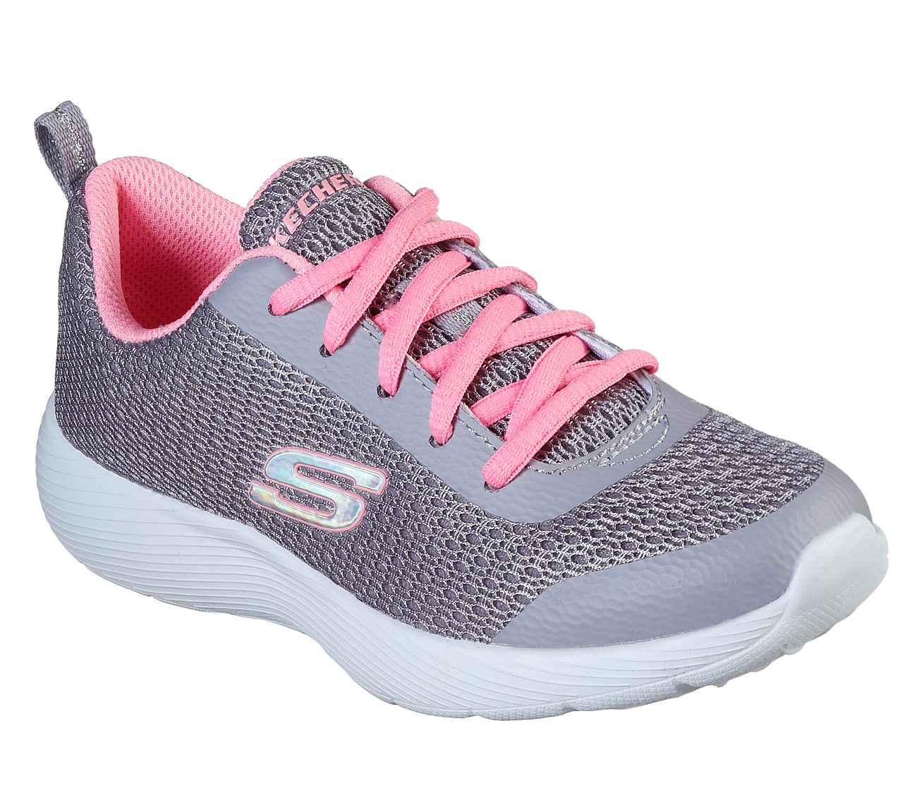 DYNA-LITE-ULTRA DASH, GREY/PINK Footwear Lateral View