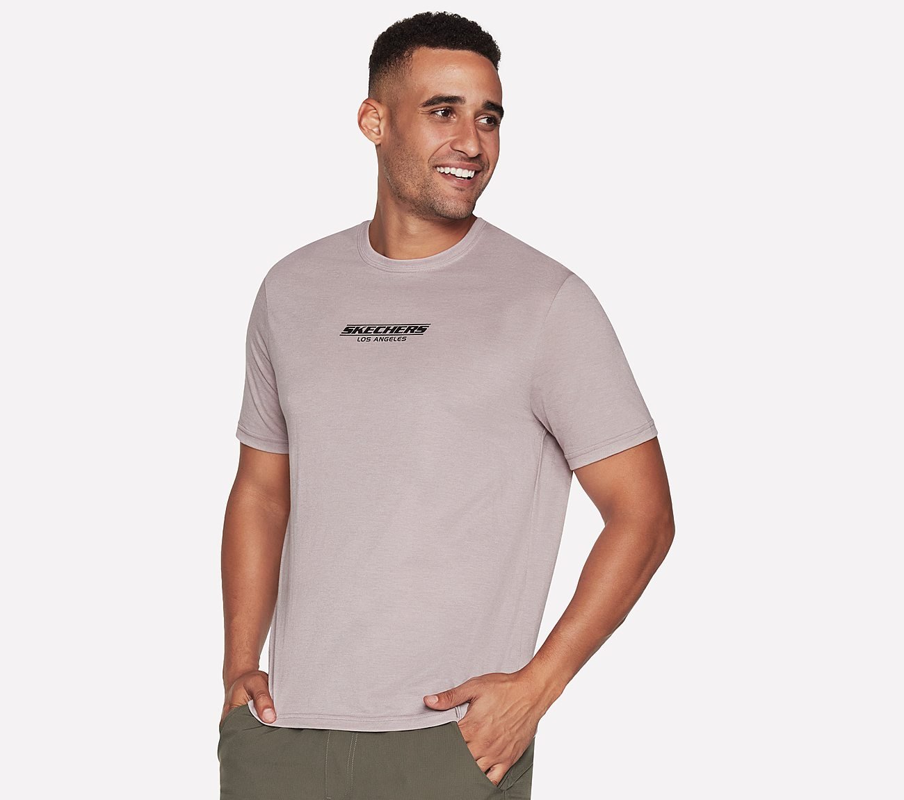ACTION T-SHIRT, TAUPE/LAVENDER Apparels Lateral View