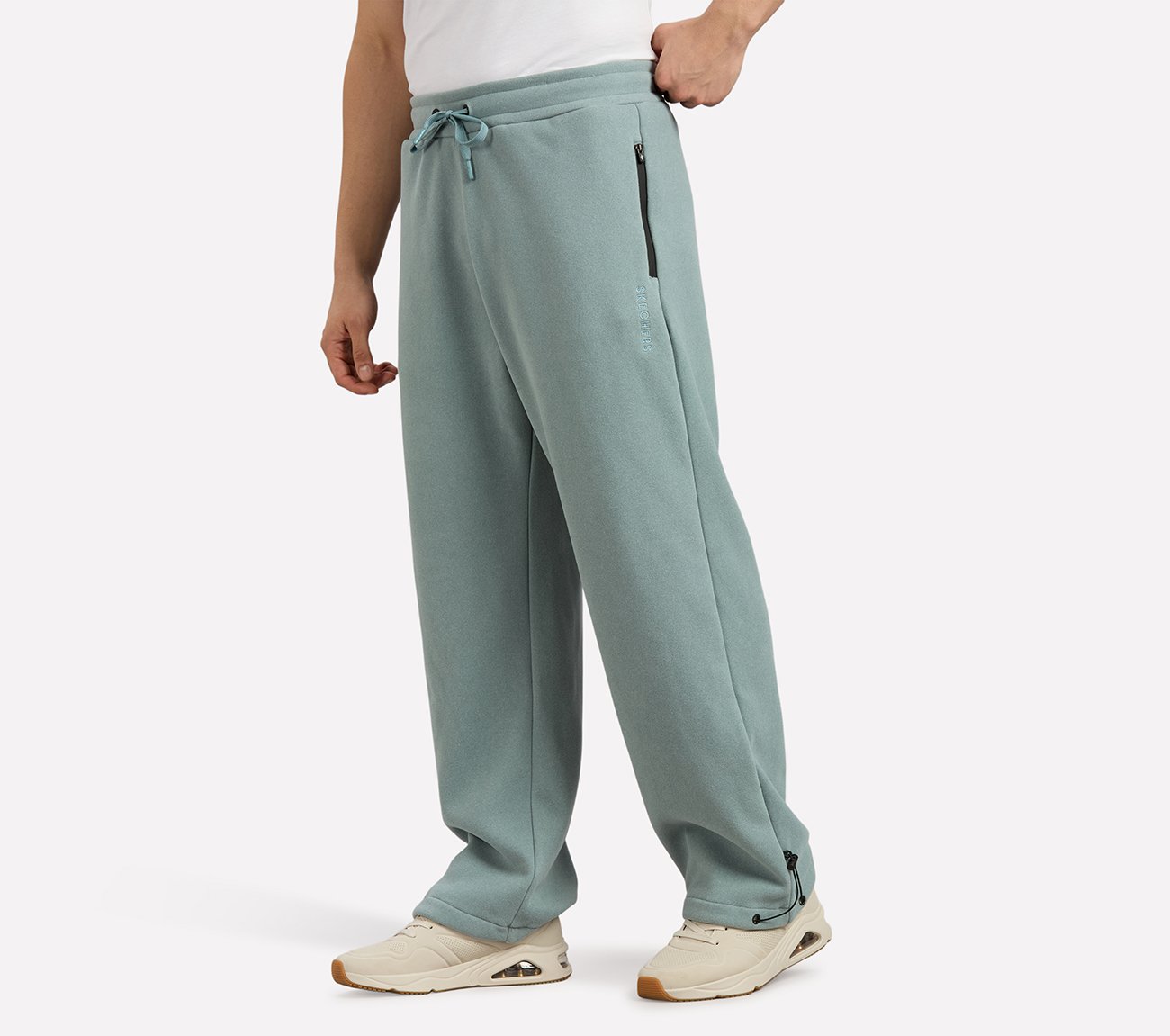 AIRY TRAVELLER FLEECE PANT, OFF WHITE/NAVY
