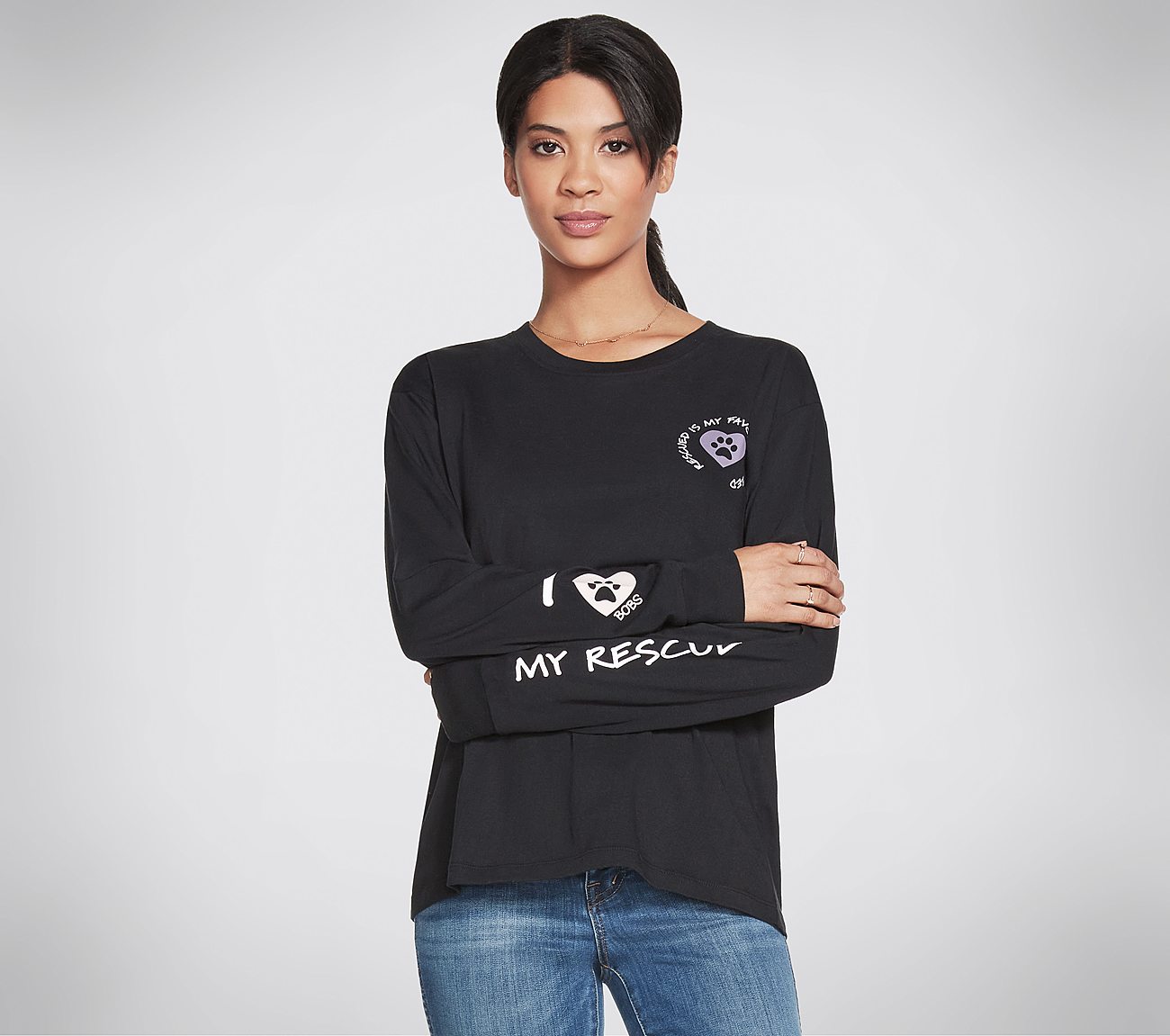I LUV MY RESCUE LONG SLEEVE T, BBBBLACK Apparels Left View