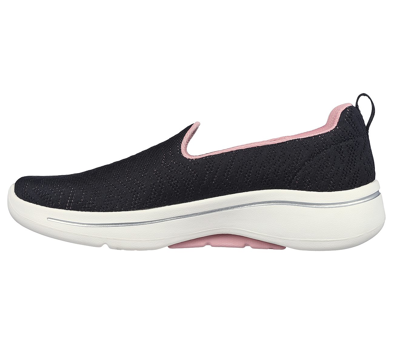 Skechers Black/Pink Go Walk-Arch-Fit-O Womens Slip On Shoes - Style ID ...