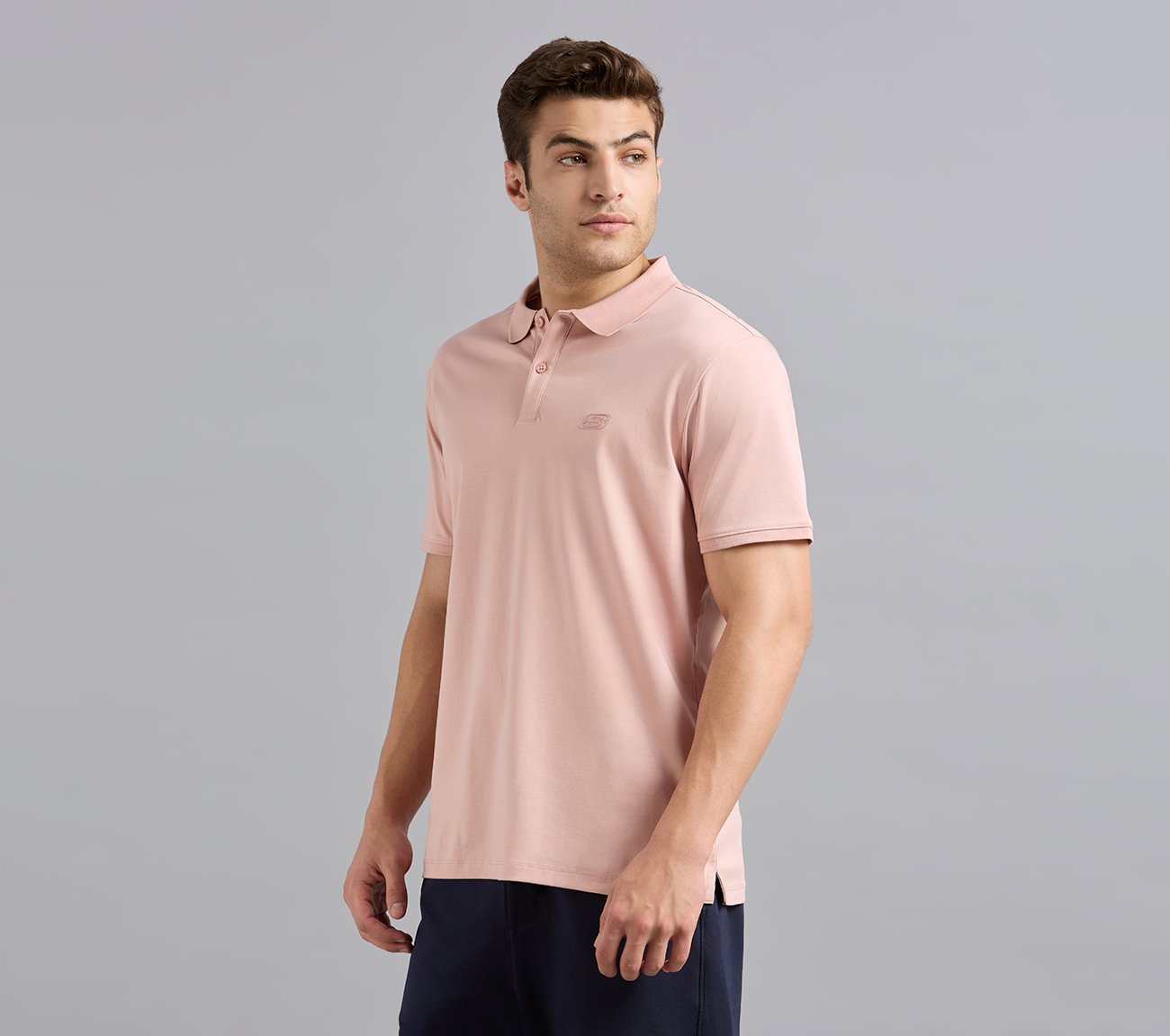 HIGHLANDER FRONT ZIPPER POLO, NATURAL/LIGHT PINK Apparel Top View