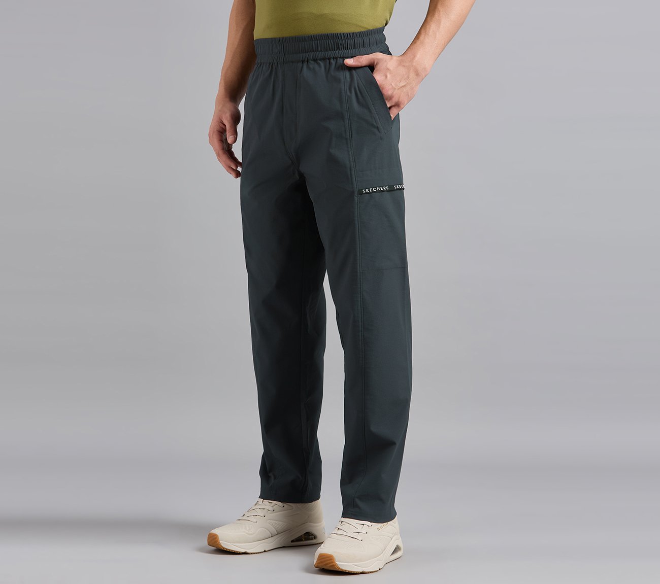 TAPE BRANDING PANEL GOLF PANTS, BLACK Apparels Top View