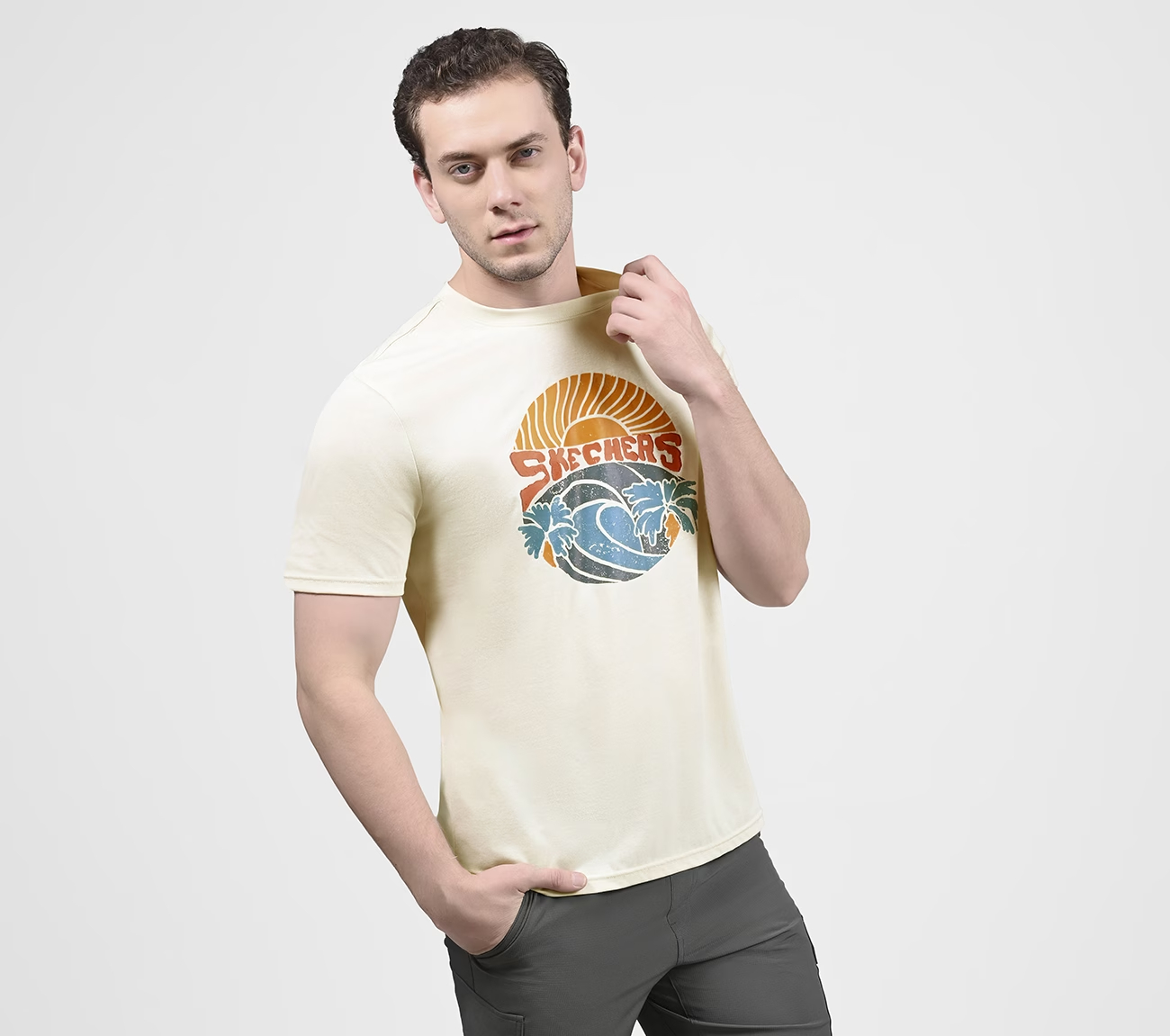 SKECHERS WAVE WONDERS SS TEE, GREY/SILVER Apparels Bottom View