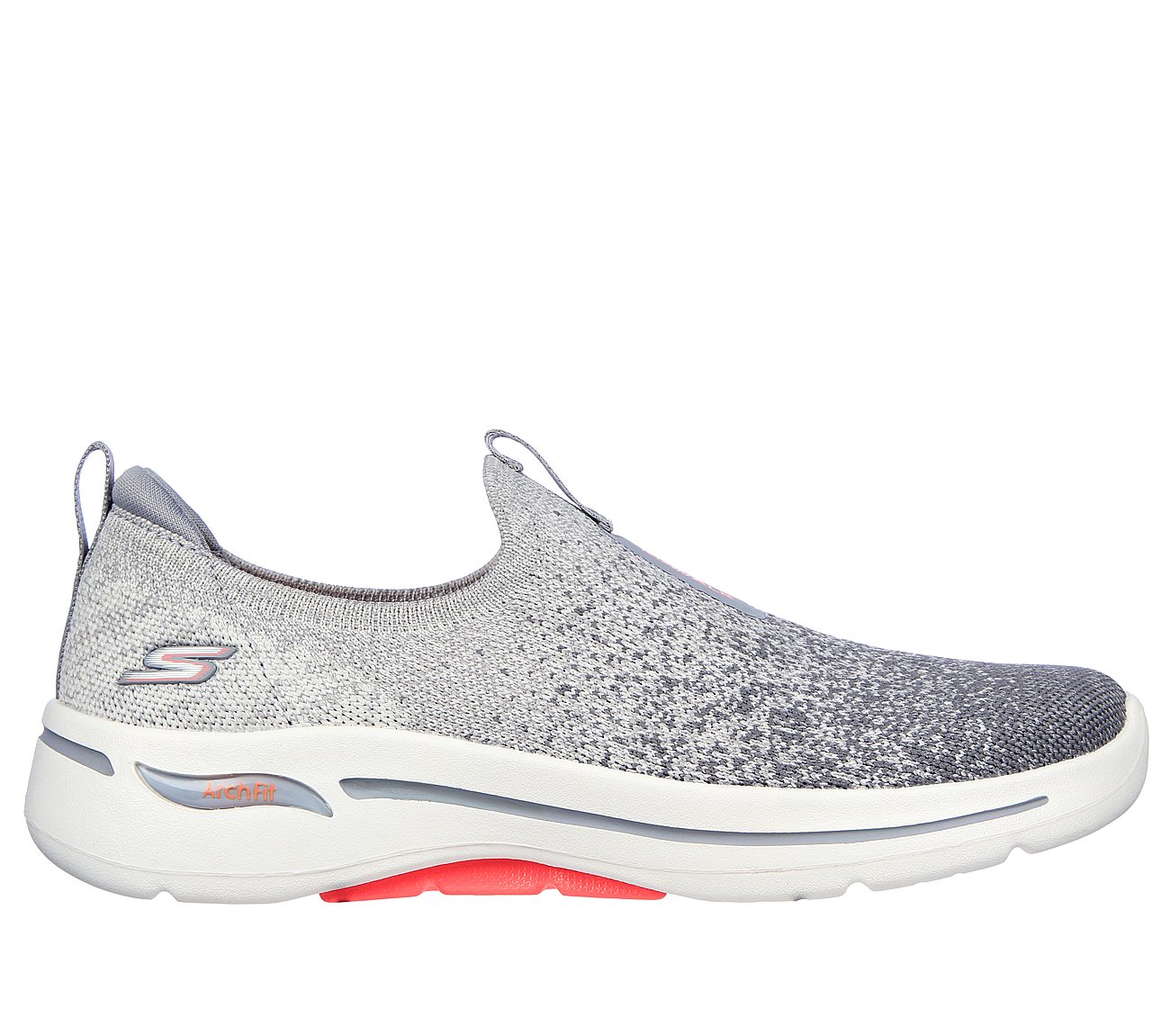 GO WALK ARCH FIT-LUNAR VIEWS, GREY/CORAL Footwear Lateral View