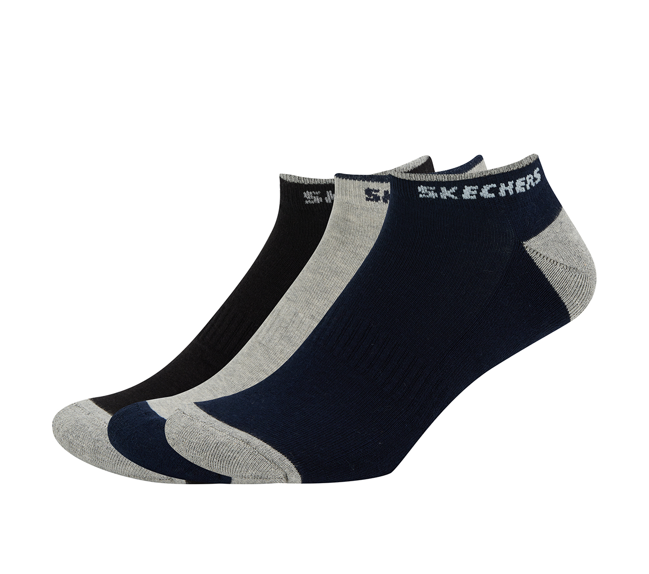 3PK MENS HALF TERRY LOW CUT, BLACK/GUNMETAL/BLUE Accessories Bottom View