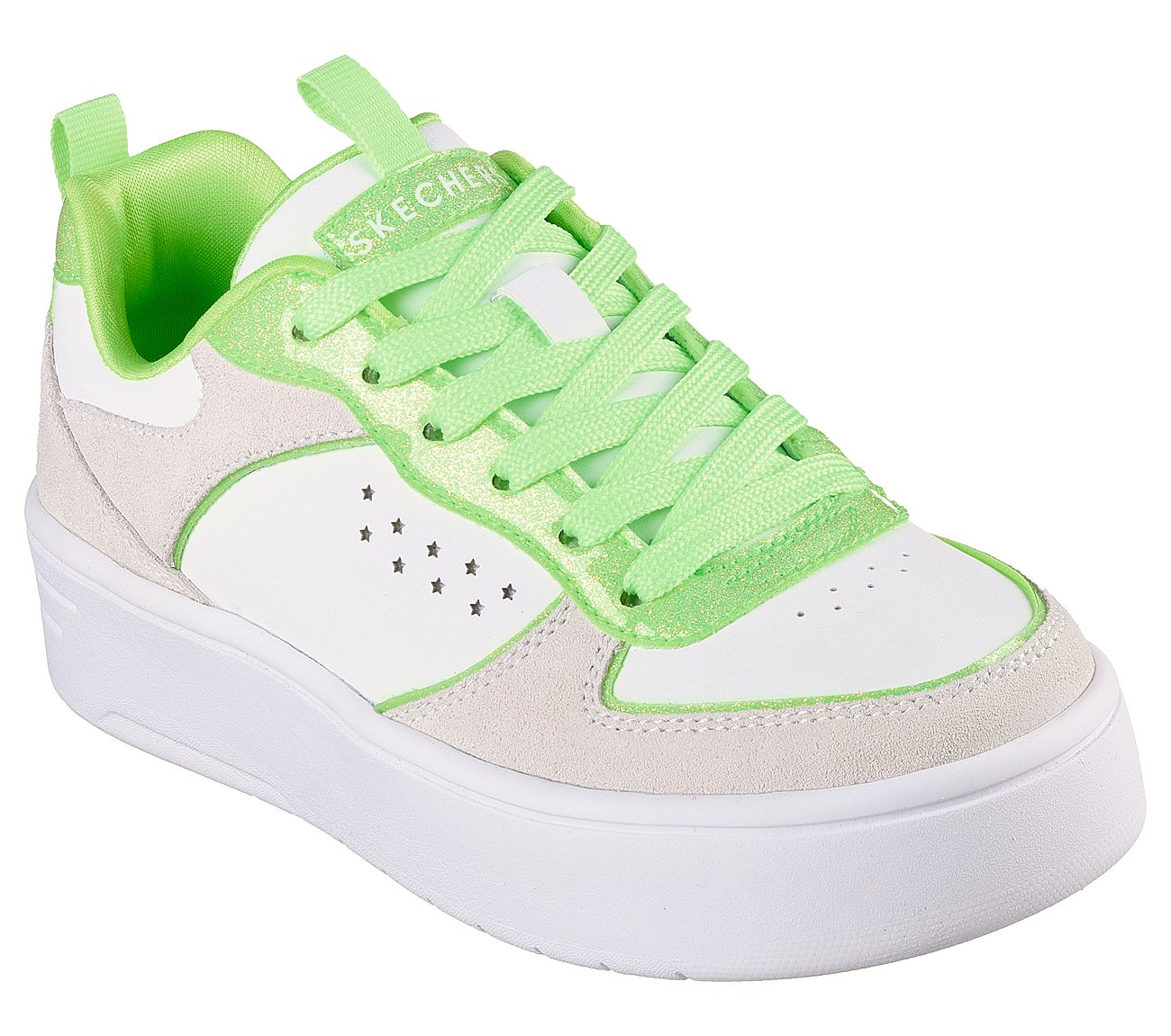 COURT HIGH - GLITTER MIX, WHITE/LIME Footwear Right View