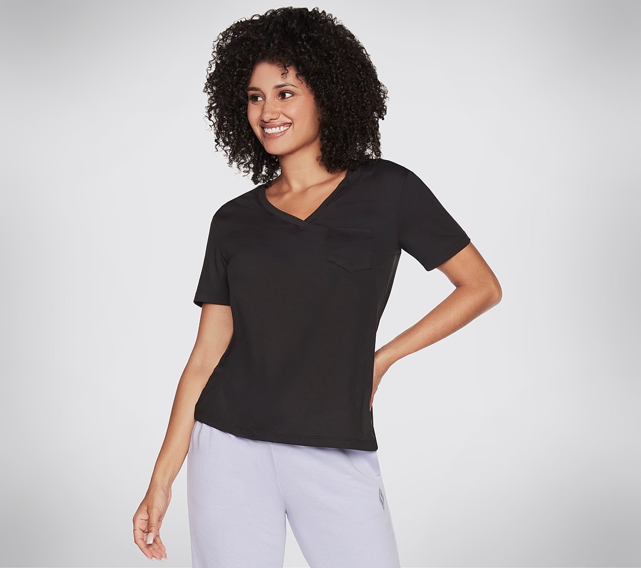 GODRI SERENE V-NECK TEE, BBBBLACK Apparels Left View