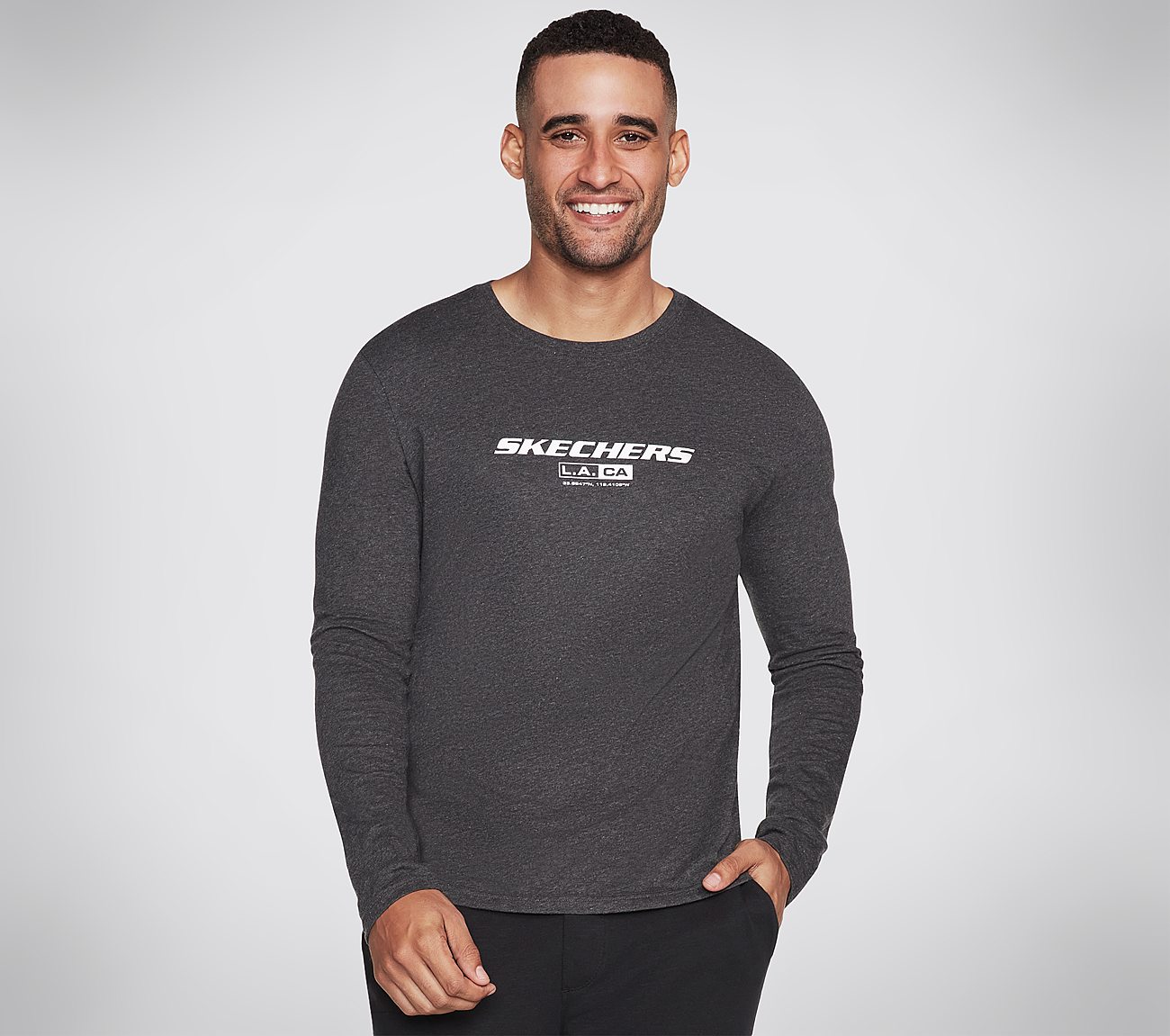SKECHERS ELEVATE LS, CCHARCOAL Apparels Lateral View