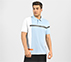 CUT AND SEW POLO, CHARCOAL/LT. BLUE