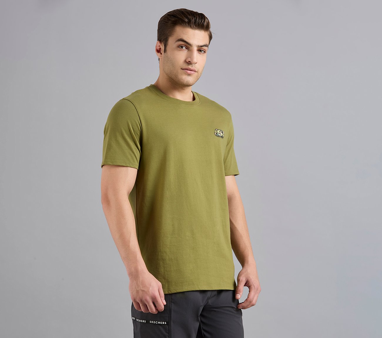 ANIME SPRAY APPLIQUE TEE, BROWN/SAGE Apparel Bottom View