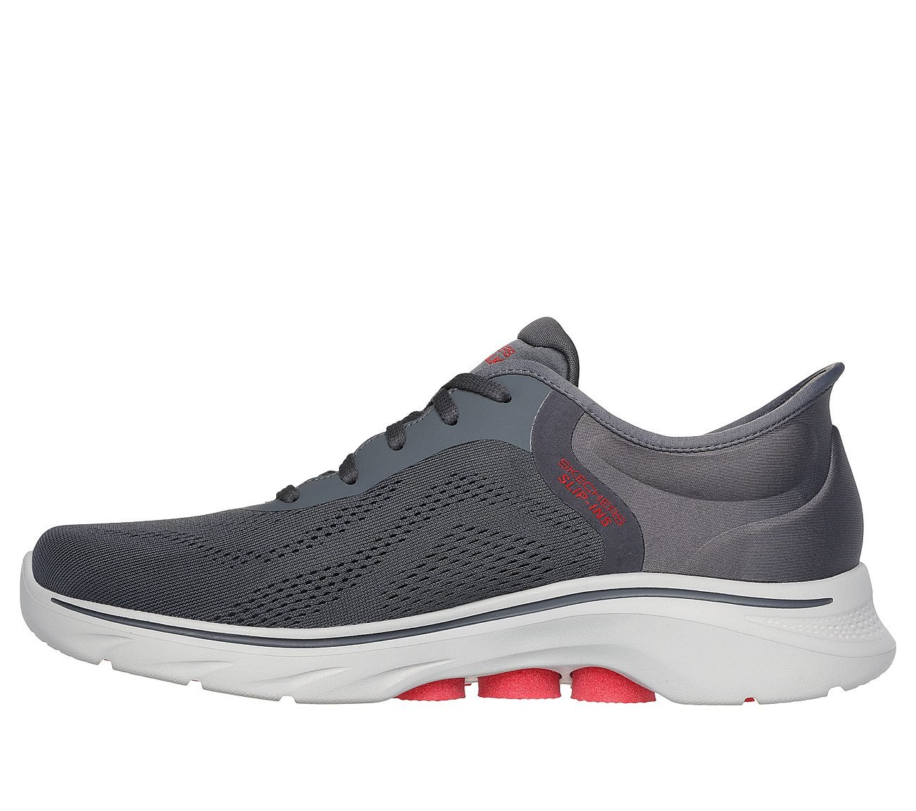 GO WALK 7, CHARCOAL/RED Footwear Left View