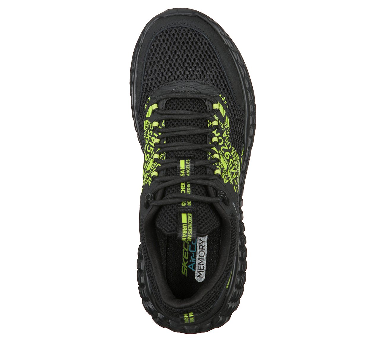 SKECHERS MONSTER - MASHTON, BLACK/LIME Footwear Top View