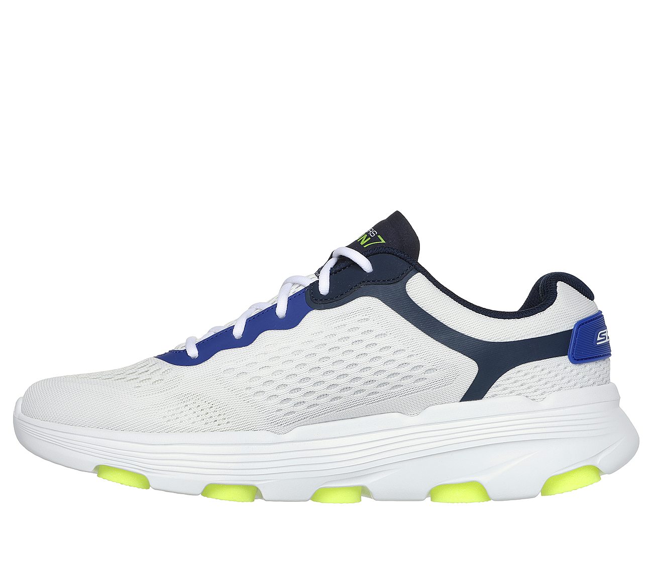 GO RUN 7, WHITE/NAVY Footwear Left View