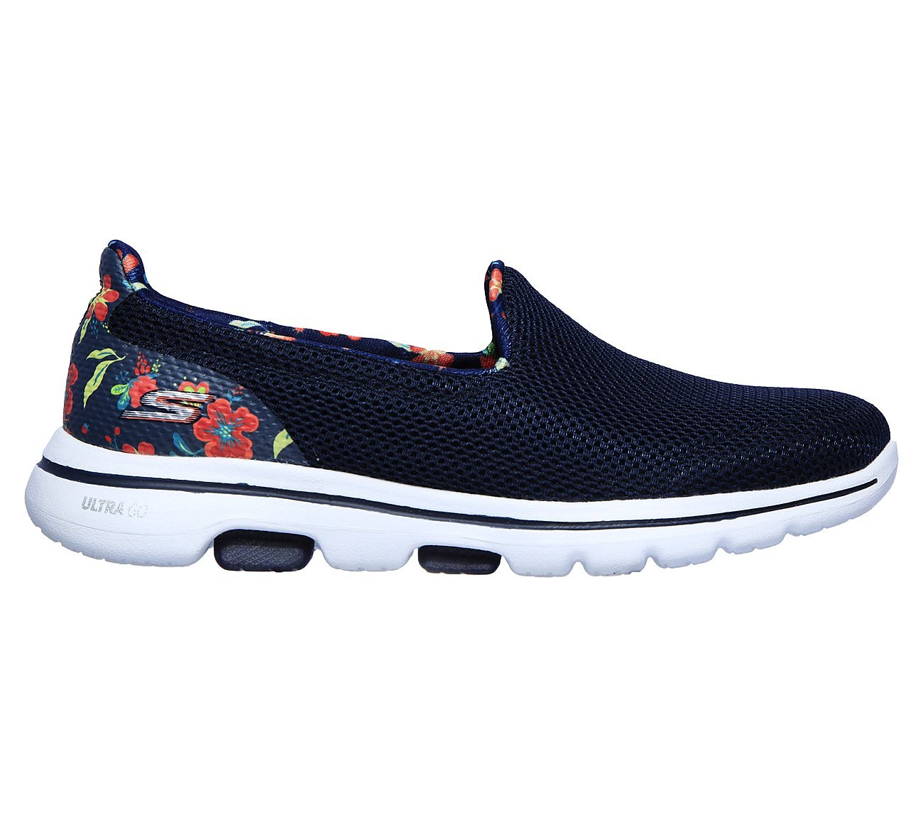 GO WALK 5 - FLOWERY, NAVY/MULTI Footwear Lateral View